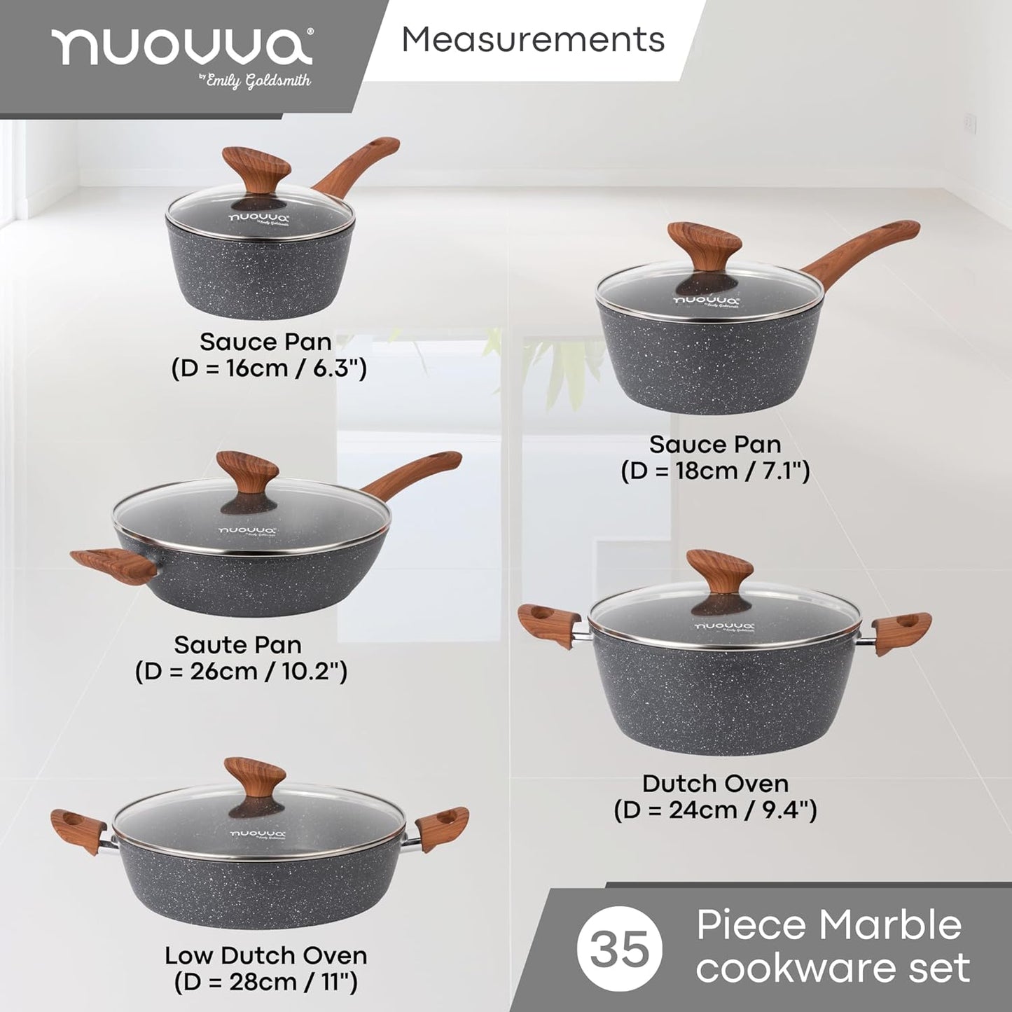 35-Piece Non-Stick Cookware & Kitchen Knife Set, Nuovva