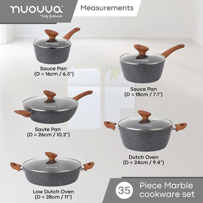 35-Piece Non-Stick Cookware & Kitchen Knife Set, Nuovva