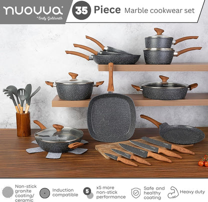 35pcs Granite Kitchen Cookware & Kitchen Knife Set