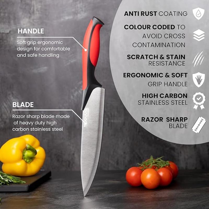17-Piece Professional Black Granite Kitchen Knife Set with Acrylic Block, Nuovva