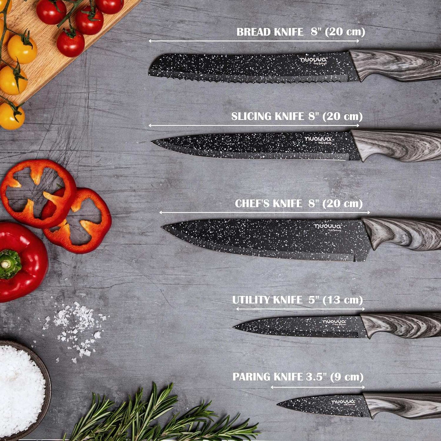 7-Piece  Kitchen Knife Set with Rotating Block, Nuovva