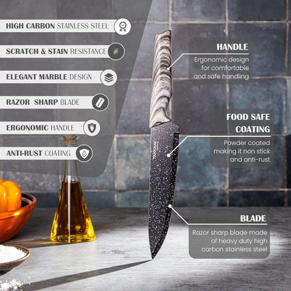 Granite Kitchen Knife Block Set - 5pcs, 17pcs