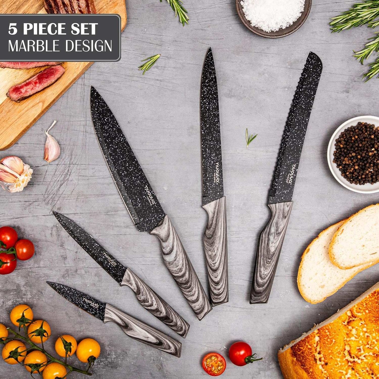 7-Piece  Kitchen Knife Set with Rotating Block, Nuovva