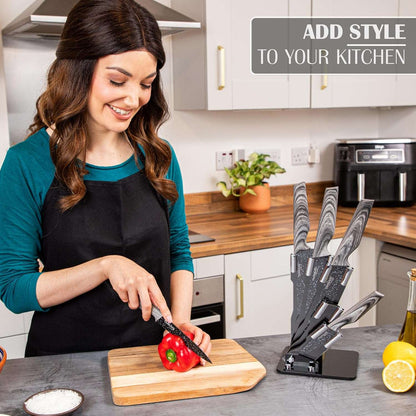 7-Piece  Kitchen Knife Set with Rotating Block, Nuovva