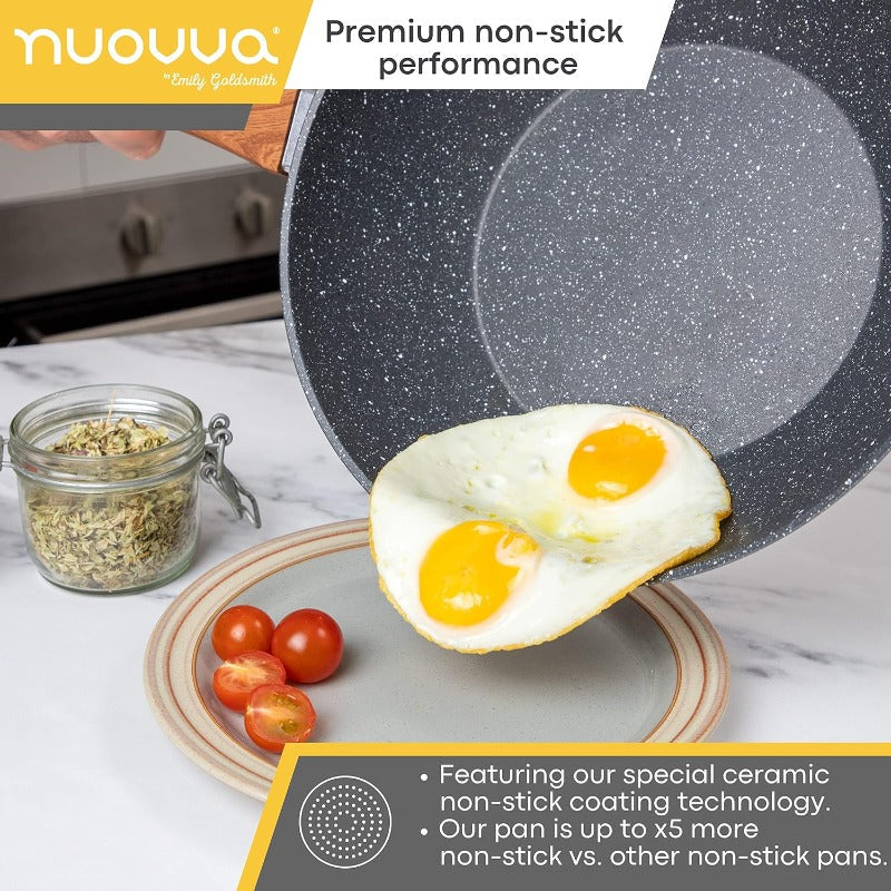 28cm Non-Stick Wok with Glass Lid, Nuovva