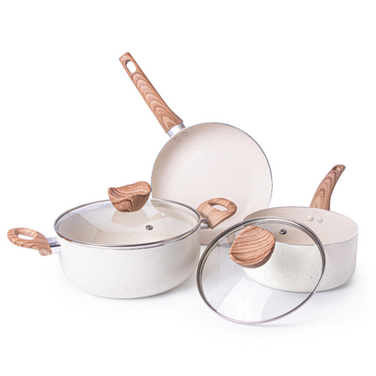 Kitchen Cookware Set of 5, 8, 15 & 35pcs with Lids - Multiple Colours