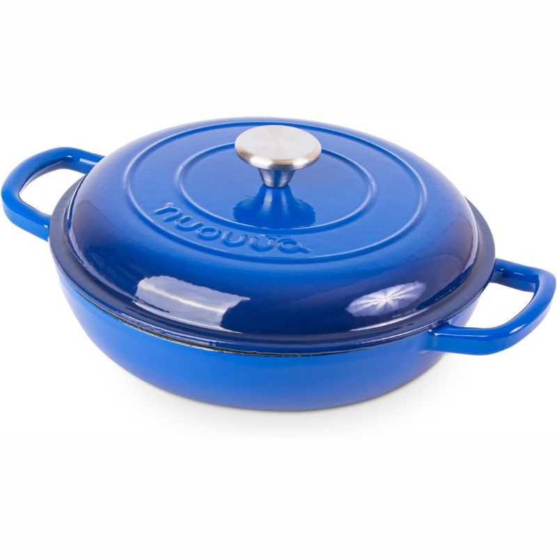 Shallow Enamelled Cast Iron Dutch Oven Casserole Pot (30cm & 32cm), Nuovva