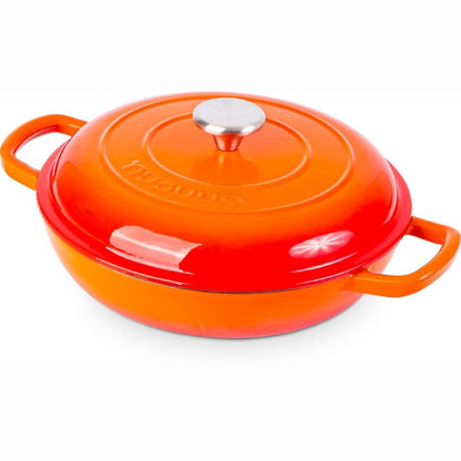 Shallow Enamelled Cast Iron Dutch Oven Casserole Pot (30cm & 32cm), Nuovva