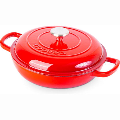 Shallow Enamelled Cast Iron Dutch Oven Casserole Pot (30cm & 32cm), Nuovva