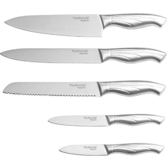 Stainless Steel Kitchen Knife Set (5-Piece & 14-Piece with Hardwood Block), Nuovva