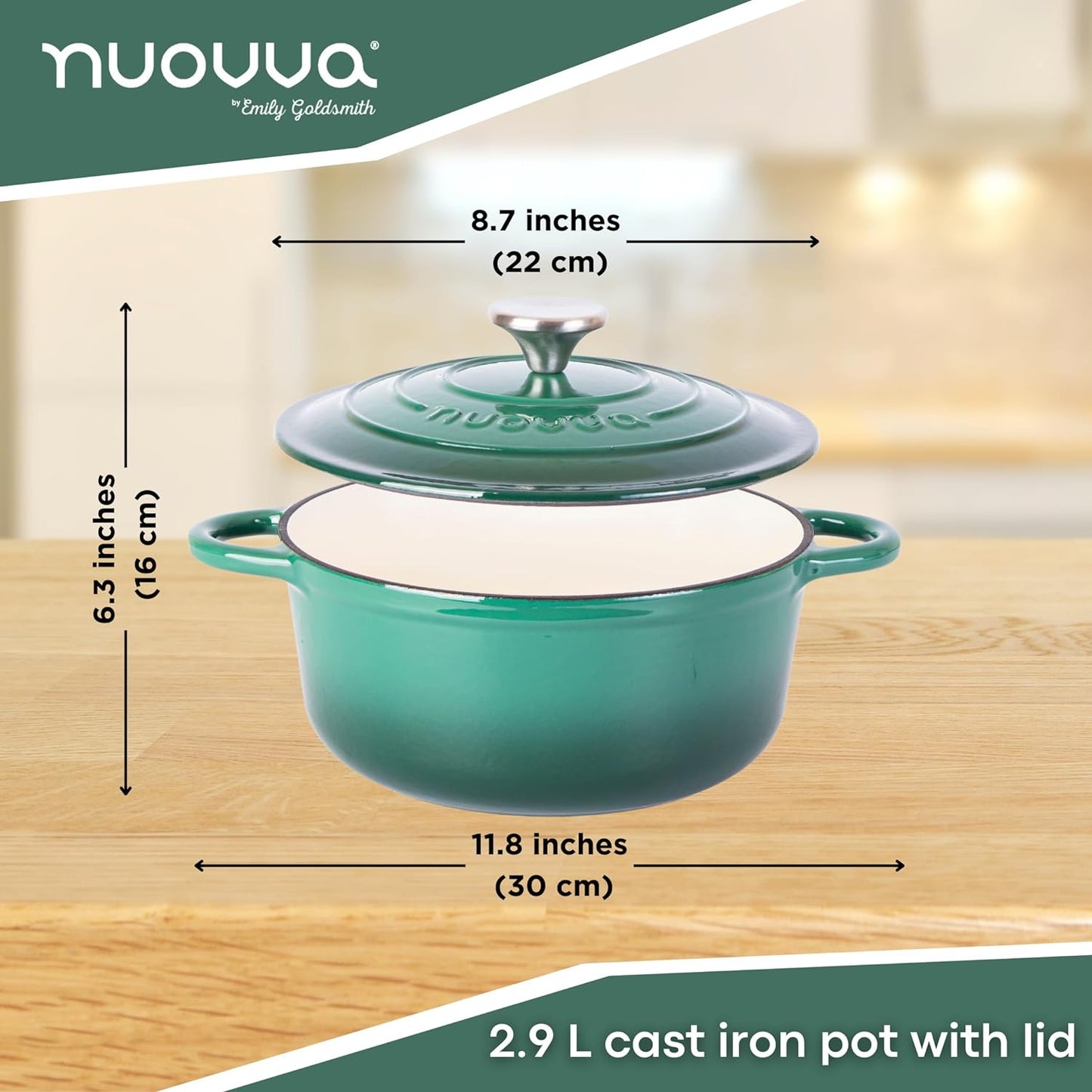 Enamelled Cast Iron Dutch Oven Casserole Pot, Nuovva