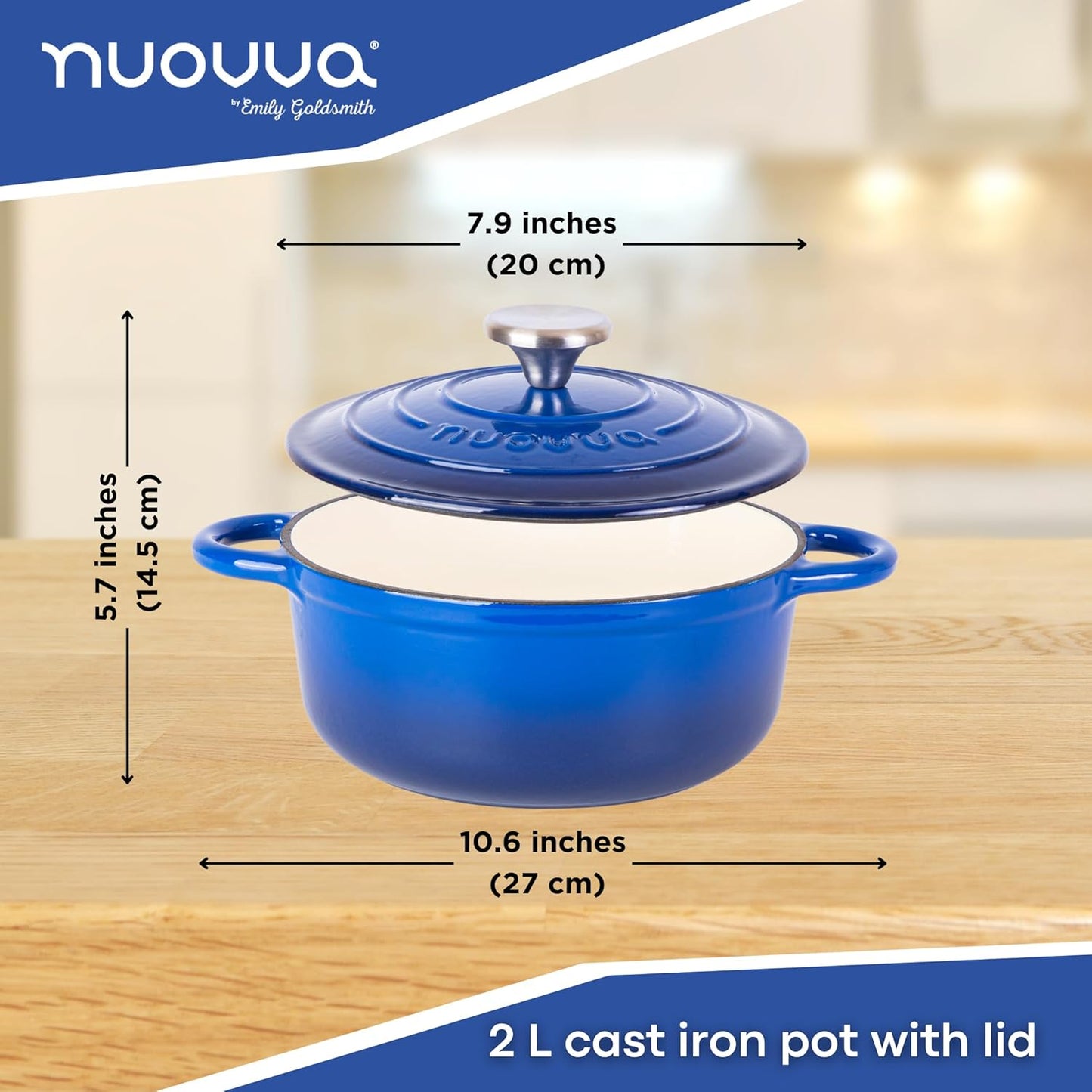 Enamelled Cast Iron Dutch Oven Casserole Pot (22cm, 24cm, 28cm & 30cm), Nuovva