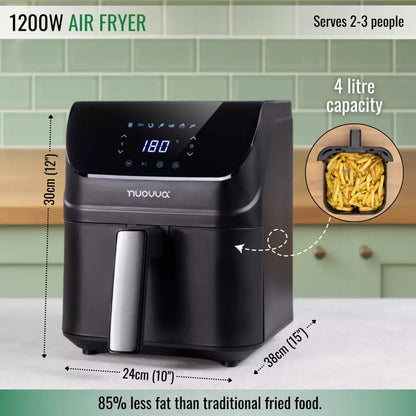 4L Air Fryer Oven with Preset Cooking Functions – 1200W, Nuovva