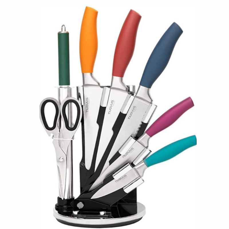 7-Piece  Kitchen Knife Set with Rotating Block, Nuovva
