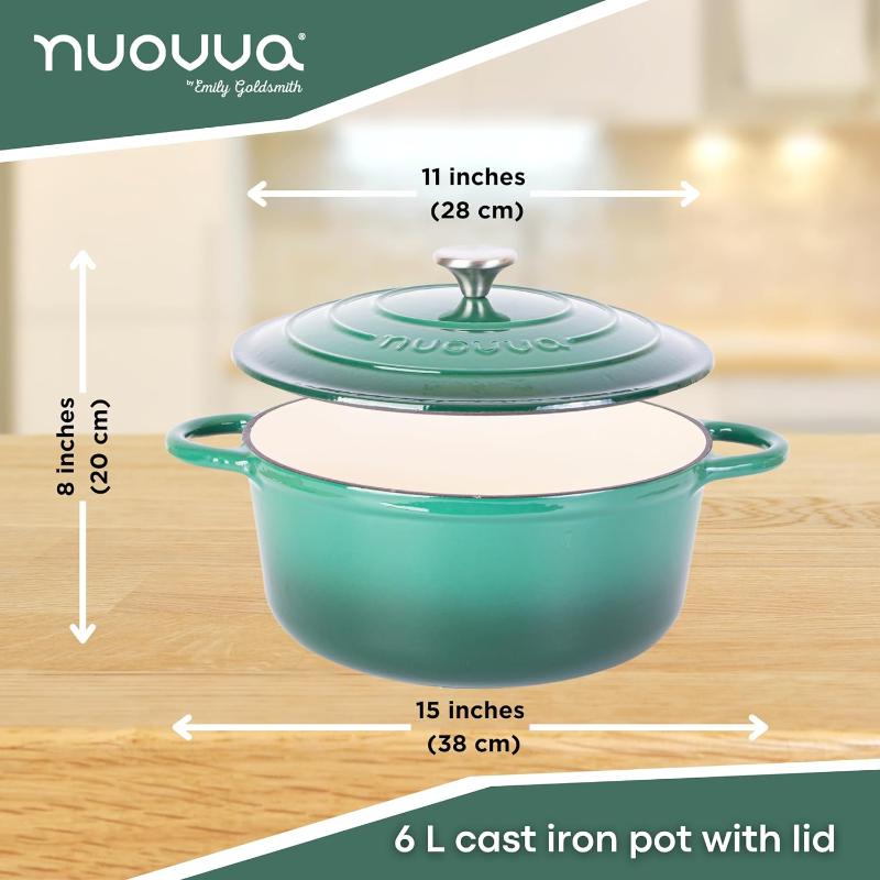 Enamelled Cast Iron Dutch Oven Casserole Pot, Nuovva