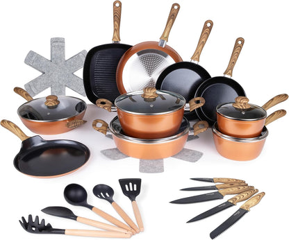 35-Piece Non-Stick Cookware & Kitchen Knife Set, Nuovva