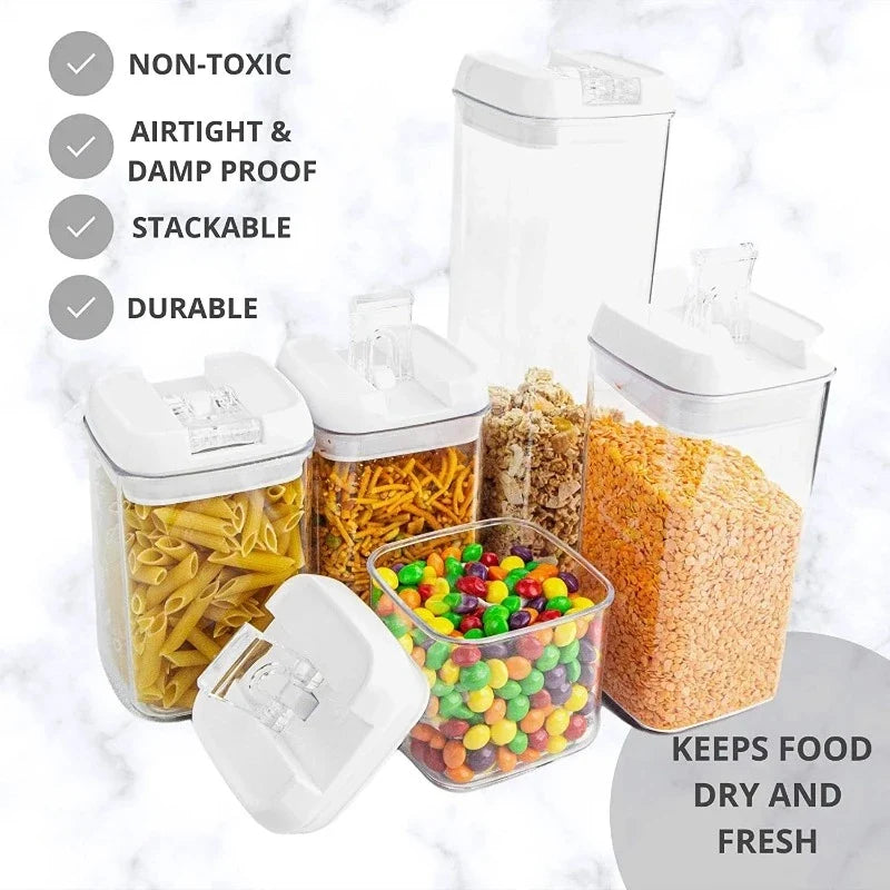 5-Piece Food Storage Container Set with Black or White Lids, Nuovva