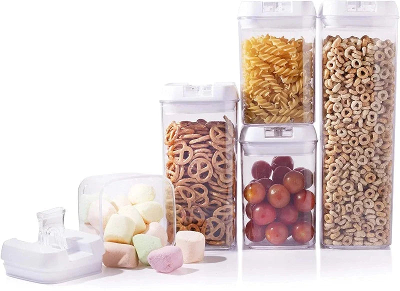 5-Piece Food Storage Container Set with Black or White Lids, Nuovva