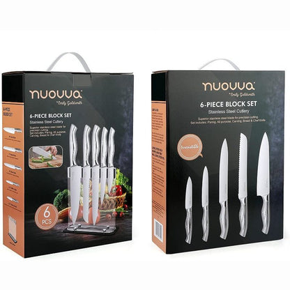 5-Piece Stainless Steel Kitchen Knife Set with Acrylic Block, Nuovva