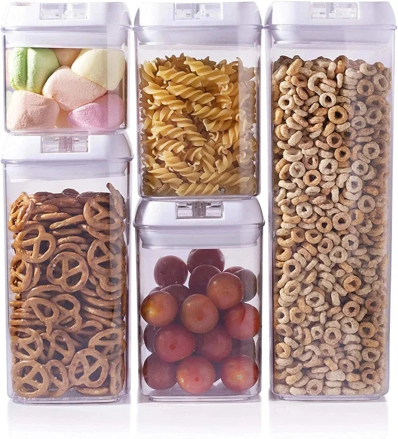 5-Piece Food Storage Container Set with Black or White Lids, Nuovva