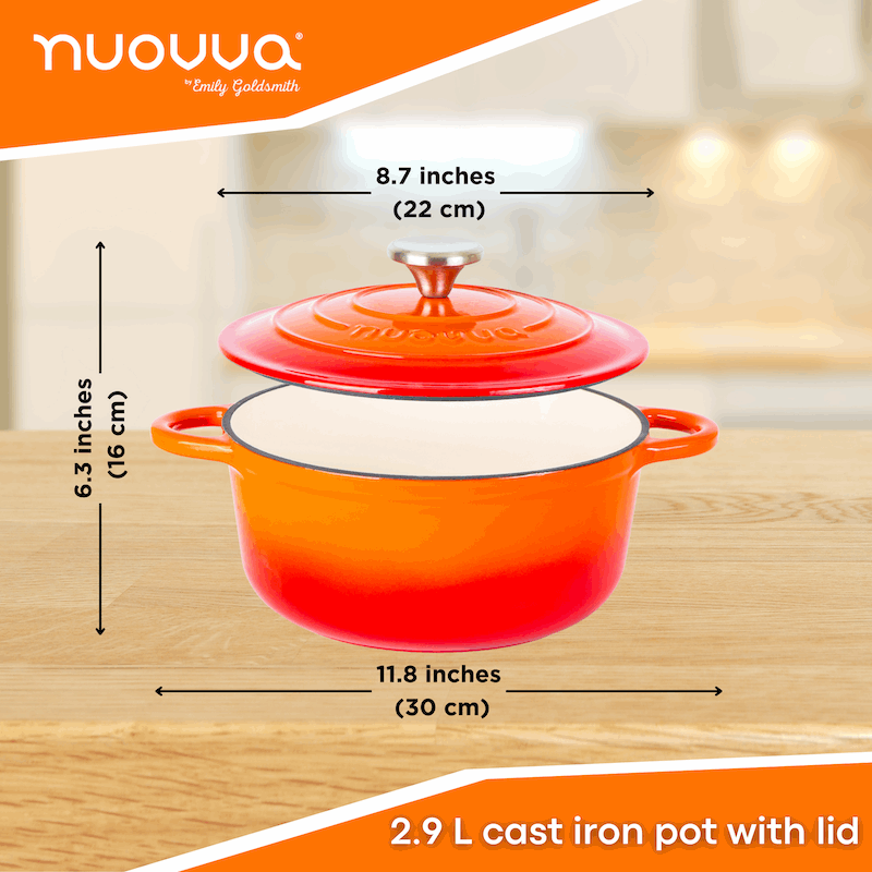 Enamelled Cast Iron Dutch Oven Casserole Pot, Nuovva