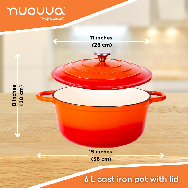 Enamelled Cast Iron Dutch Oven Casserole Pot, Nuovva