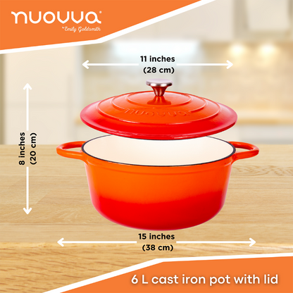 Enamelled Cast Iron Dutch Oven Casserole Pot, Nuovva