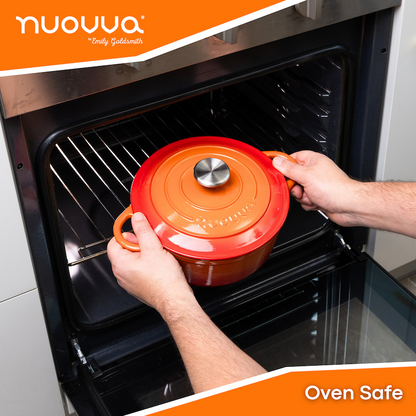 Cast Iron Dutch Oven with Lid, Casserole Pot - 24cm - 4.7L (Multiple Colours)