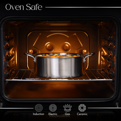 5-Piece Stainless Steel Cookware Set with Glass Lids, Nuovva