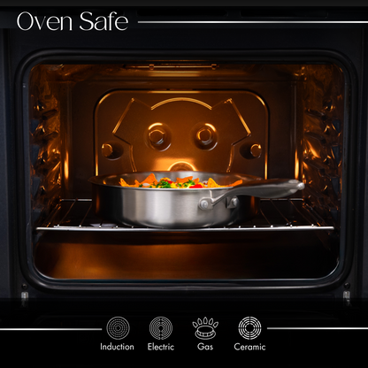 28cm Stainless Steel Sauté Pan with Glass Lid, Nuovva