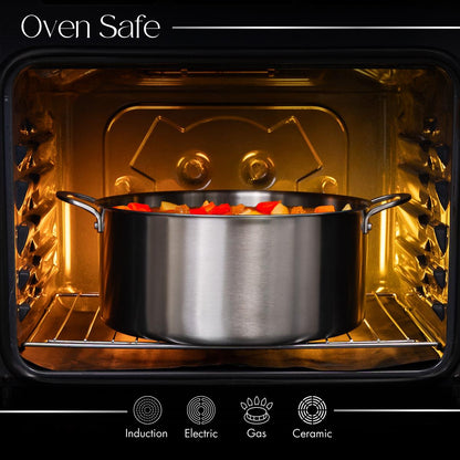 Stainless Steel Shallow Casserole Dish with Lid, Nuovva