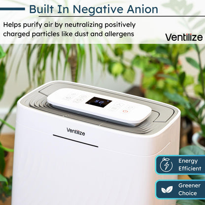 Portable Home Dehumidifier with Carbon Filter & Smart LCD Control - 20L, by Ventilize