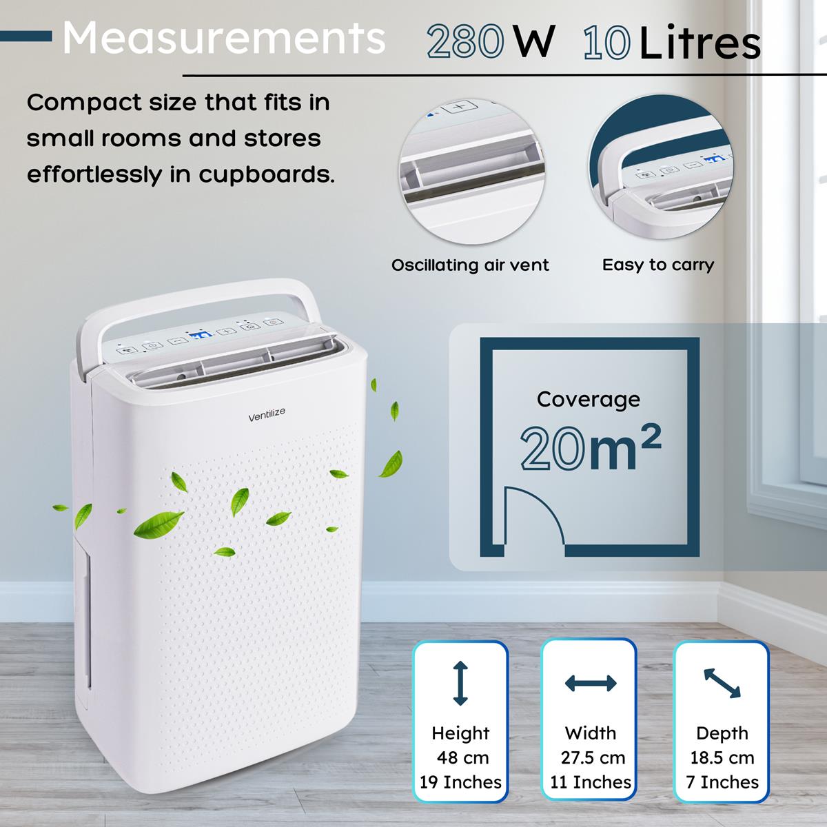 Portable Smart Home Dehumidifier- 10L & 20L (Multiple Variations) by Ventilize