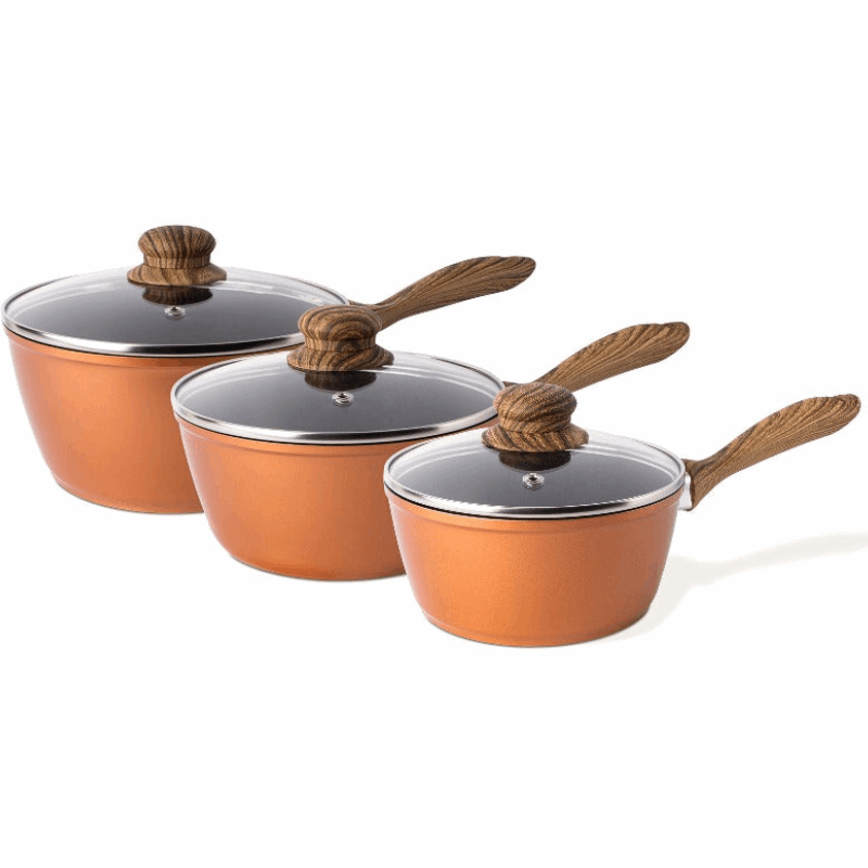 3-Piece Non-Stick Saucepan Set with Lids, Nuovva