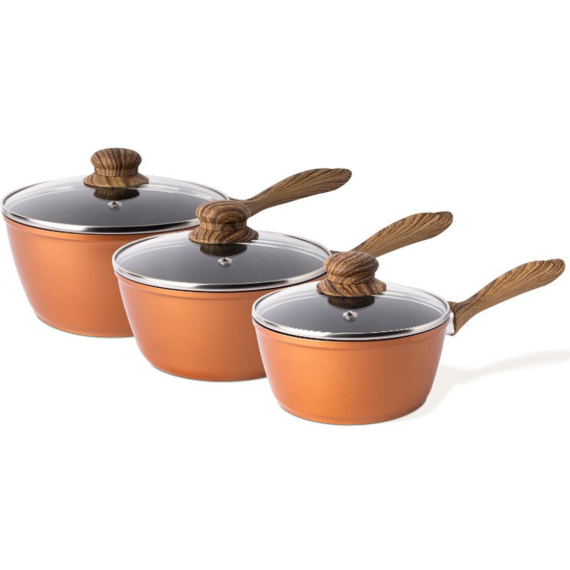 Marble Granite Non-Stick Saucepan Set with Glass Lids (2-Piece / 3-Piece), Nuovva