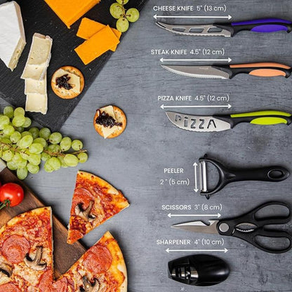 17-Piece Professional Black Granite Kitchen Knife Set with Acrylic Block, Nuovva