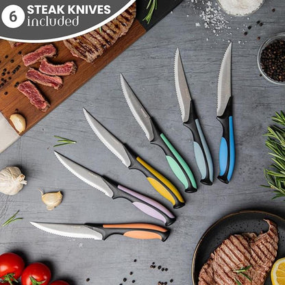 17-Piece Professional Black Granite Kitchen Knife Set with Acrylic Block, Nuovva