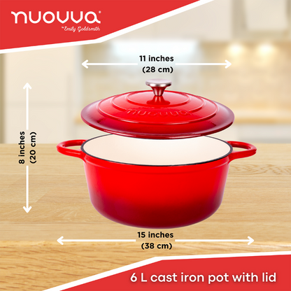 Enamelled Cast Iron Dutch Oven Casserole Pot, Nuovva