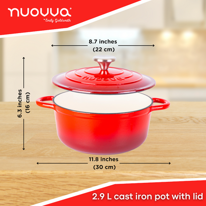 Enamelled Cast Iron Dutch Oven Casserole Pot, Nuovva