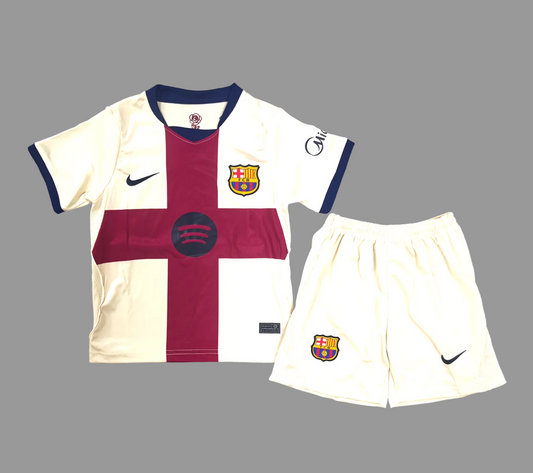 FC Barcelona-børnetrøje med rødt kors