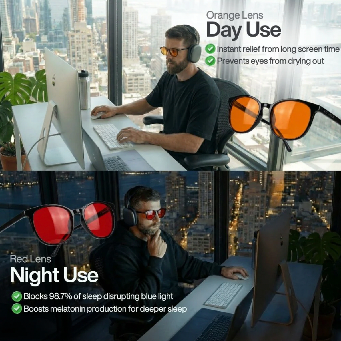 Essantials orange Lenses black  Frame  Blue Light Blocker Glasses 3.0