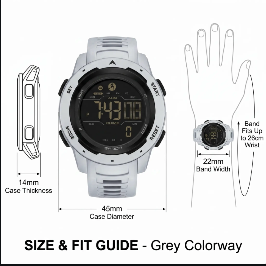 Essantials | Waterproof Military Pedometer Digital Watch