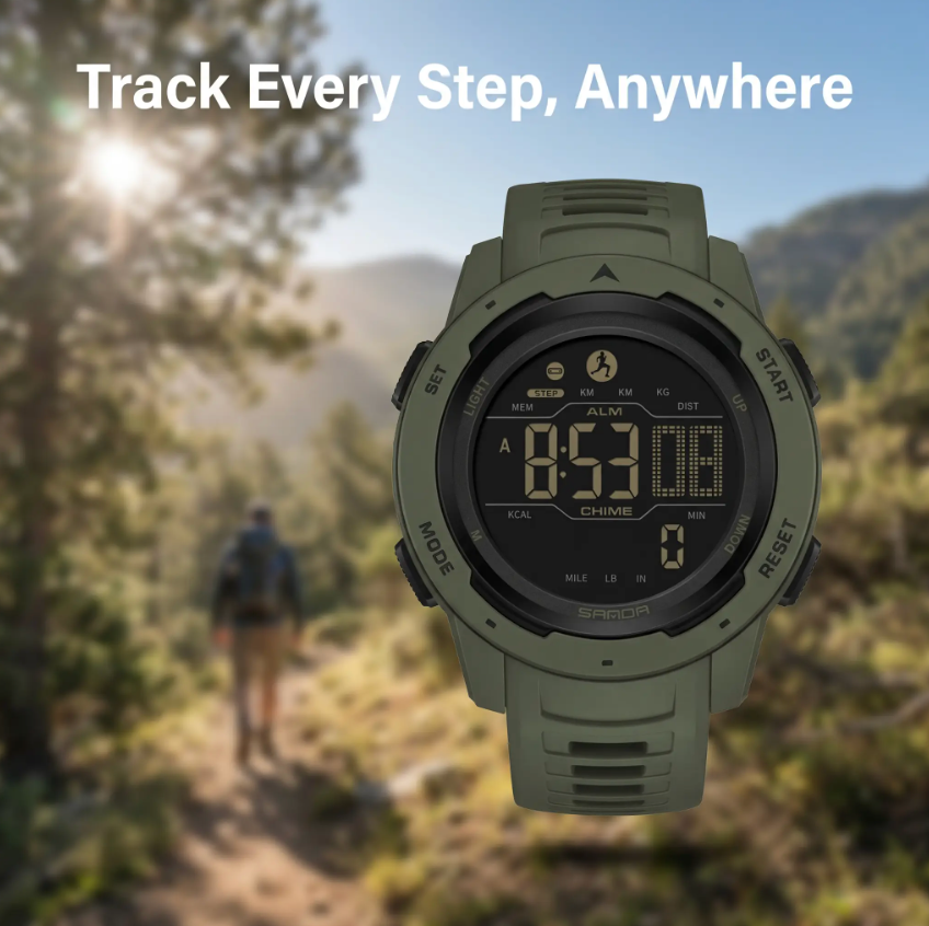 Essantials | Waterproof Military Pedometer Digital Watch