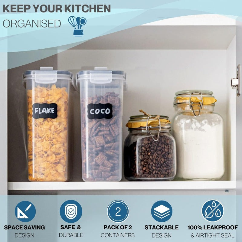 2-Piece Airtight Cereal Storage Container Set, Nuovva