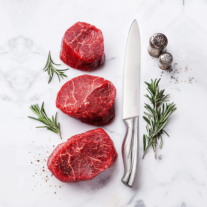 5-Piece Stainless Steel Kitchen Knife Set with Acrylic Block, Nuovva