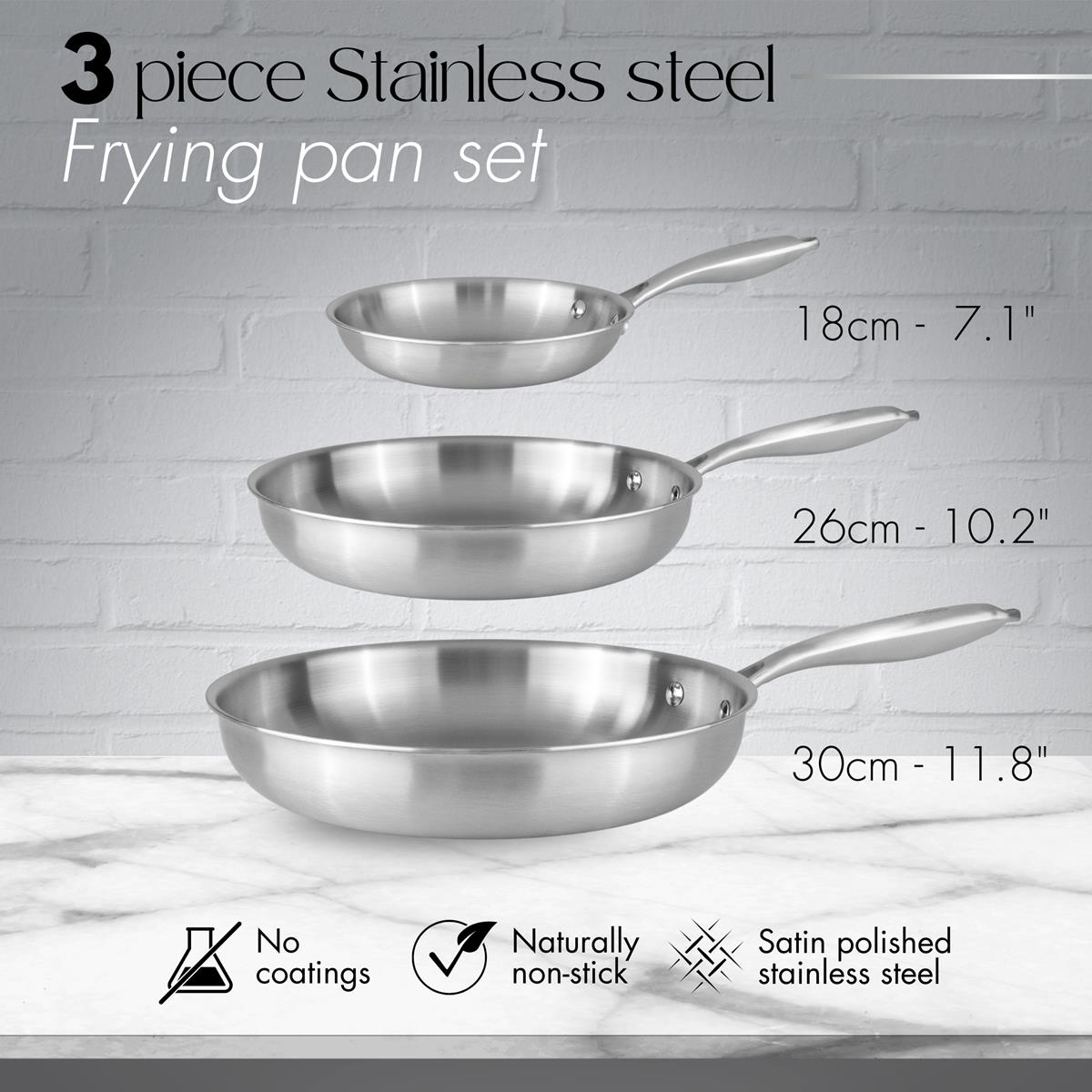 Stainless Steel Frying Pan Set, Nuovva