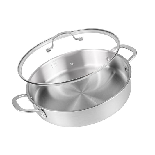Stainless Steel Shallow Casserole Dish with Lid, Nuovva
