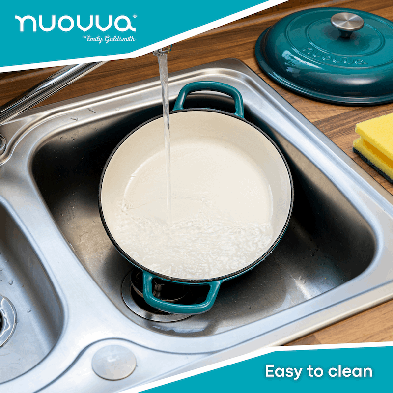 Shallow Enamelled Cast Iron Dutch Oven Casserole Pot (30cm & 32cm), Nuovva