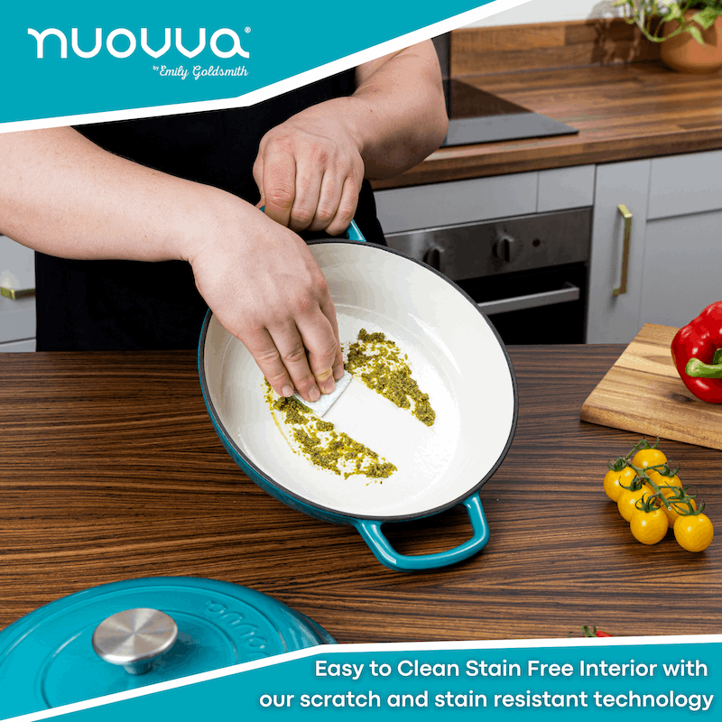 Shallow Enamelled Cast Iron Dutch Oven Casserole Pot (30cm & 32cm), Nuovva
