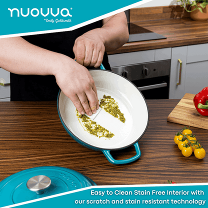 Shallow Enamelled Cast Iron Dutch Oven Casserole Pot (30cm & 32cm), Nuovva